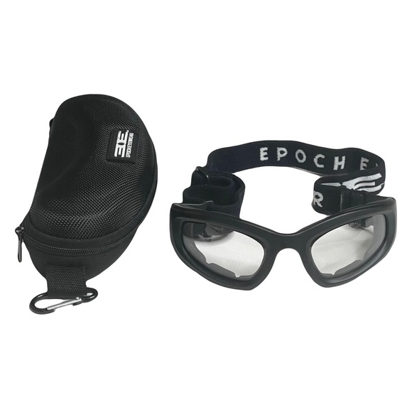 new Epoch Eyewear ☀︎︎ Foam Backed Goggles ☀︎︎ Black Clear Lens ☀︎︎Logo Zip Case - Picture 13 of 17
